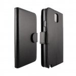 Wholesale Note 3 Simple Leather Wallet Case with Stand (Black)